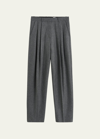 TOTÊME DOUBLE-PLEATED STRAIGHT-LEG TAILORED TROUSERS