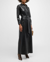 ALICE AND OLIVIA CHASSIDY VEGAN LEATHER MAXI SHIRTDRESS