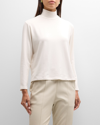 Majestic French Terry Turtleneck Top In 104 Cream