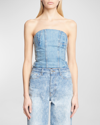 Amiri Ma Stone-wash Strapless Bustier Top In Vintage In