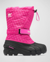 Sorel Girl's Flurry Padded Drawstring Weather Boots, Toddlers/kids In Fuchsia Fizz Blac