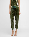 Cinq À Sept Giles Sequin Cropped Jogger Pants In Seaweed