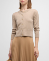 Vince Wool Blend Three Quarter Sleeve Shrunken Cardigan In H Hazel Cream