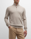 Neiman Marcus Men's Cashmere Quarter-zip Sweater In Antelope