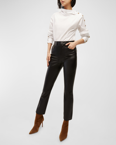 Veronica Beard Jeans Beverly High Rise Skinny Flared Faux Leather Jeans In Black Vegan Leath
