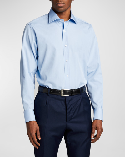 Bergdorf Goodman Men's Poplin French-cuff Dress Shirt In Blue