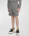 Balmain Monogram-jacquard Wool Bermuda Shorts In White/black
