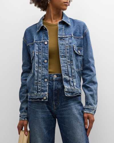 Moussy Vintage Carpinteria Denim Jacket In Blu