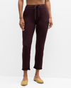 Majestic Drawstring French Terry Pants With Rolled Hem In Aubergine