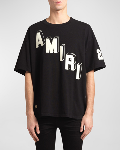 Amiri Kids' Boy's Asymmetrical Logo-print T-shirt In Black