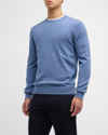 Neiman Marcus Men's Cashmere Crewneck Sweater In Denim Blue