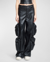 AMIRI VEGAN LEATHER WIDE-LEG CARGO PANTS