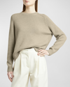 Loro Piana Neo Parksville Cashmere Crewneck Sweater In D0f8 Stone Dust M