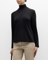 Majestic French Terry Turtleneck Top In Noir