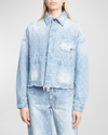 Amiri Logo Jacquard Denim Workwear Jacket In Light Indi