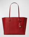 Tory Burch Perry Leather Shopper Tote Bag In Brick