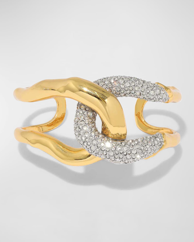 Alexis Bittar Solanales Crystal Interlocked Cuff Bracelet In Gold/silver
