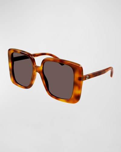 Gucci Women's 80s Monocolor 55mm Butterfly Sunglasses In Havana