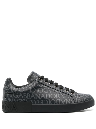 Dolce & Gabbana Black Logo Jacquard Sneakers