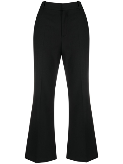 Chloé Cropped Stretch-wool Flared Pants In Black