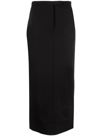 Alexander Wang Logo-embroidered Pencil Skirt In Black
