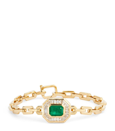 Shay 18-karat Gold, Diamond And Emerald Bracelet