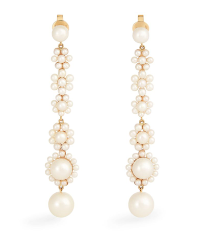 Sophie Bille Brahe Yellow Gold And Pearl Grande Fleur Jeanne Drop Earrings