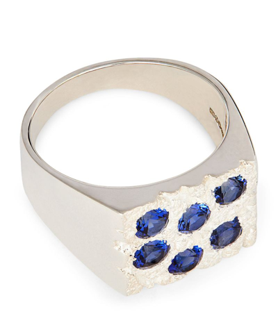 Bleue Burnham Sterling Silver And Sapphire Rose Garden Signet Ring