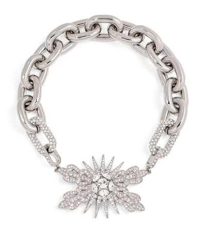 Rabanne Crystal-embellished Chain Necklace In Silver