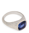 BLEUE BURNHAM STERLING SILVER AND SAPPHIRE NATURE'S SMILE SIGNET RING