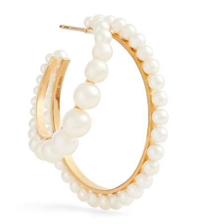 Sophie Bille Brahe 14kt Yellow Gold Petite Boucle Perle Pearl Hoops