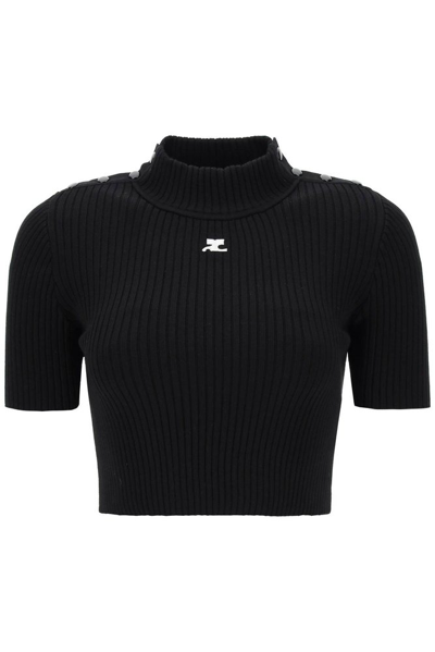 Courrèges Rib Knit Sweater In Black