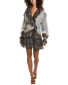 Ulla Johnson Sara Ruffled Printed Cotton-blend Crepon Mini Dress In Blue