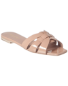 Saint Laurent Tribute 05 Beige Sandals With Criss-crossed Straps In Patent Leather Woman In Neutral