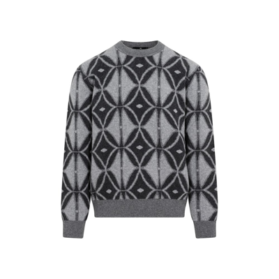 Etro Intarsia-knit Wool Jumper In Grey