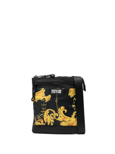 Versace Jeans Couture Baroque-pattern Print Messenger Bag In Black