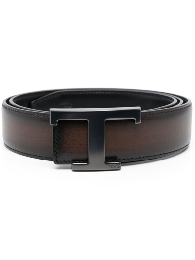 Tod's T Timeless Reversible Belt In Brown