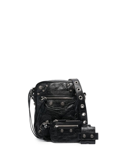 Balenciaga Le Cagole Leather Crossbody Bag In 1000 - Black