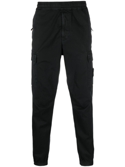 Stone Island Logo-patch Twill Cargo-trousers In Black