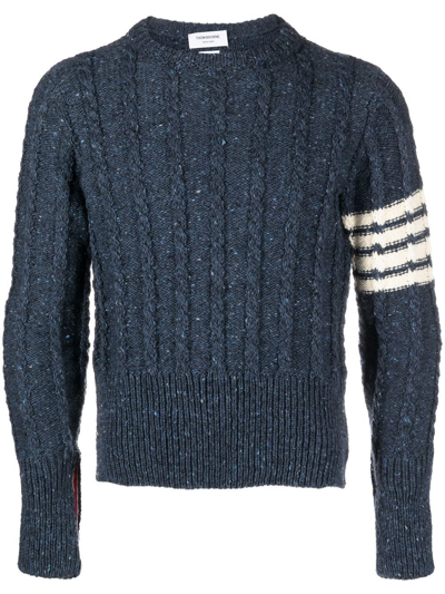 Thom Browne Twist Cable-knit Crew Neck Jumper In Blue