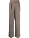 Fabiana Filippi Women's Wide Leg Wool Trousers In Brown