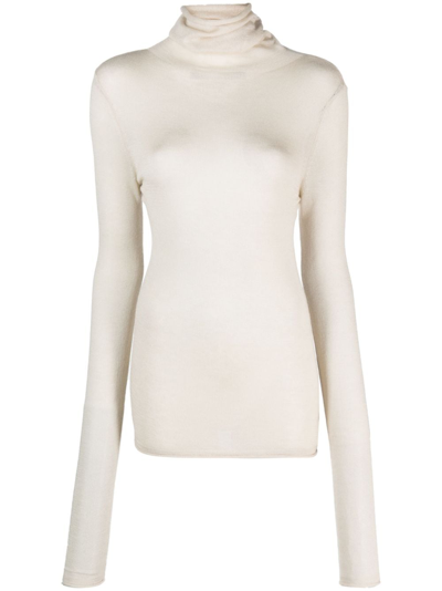 Wild Cashmere Fine-knit Rolle-neck Jumper In Beige