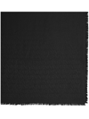 Saint Laurent Women's Monogram Large Square Scarf In Silk And Wool Jacquard In Black