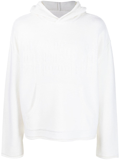 Mm6 Maison Margiela Number-motif Knitted Hoodie In Off White