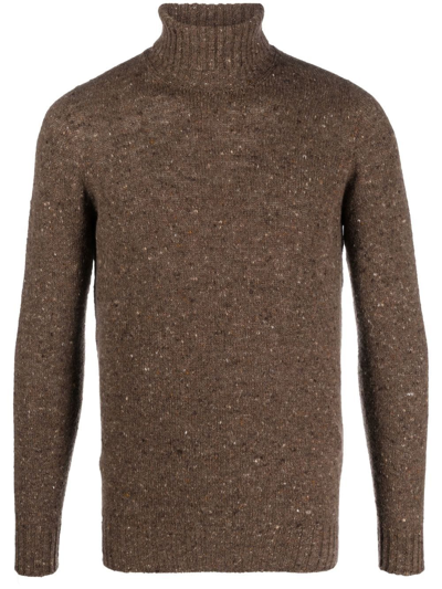 Drumohr Roll-neck Long-sleeved Jumper In Brown