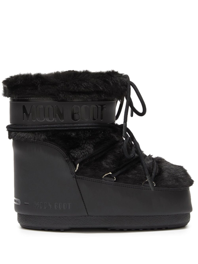 Moon Boot Icon Short Faux Fur Snow Boots In Black