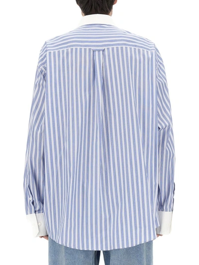 Mm6 Maison Margiela Striped Collared Shirt In Blue