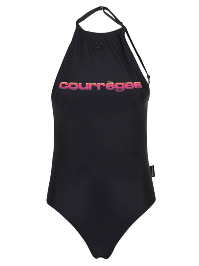 Courrèges Lingerie Tech-jersey Bodysuit In Black
