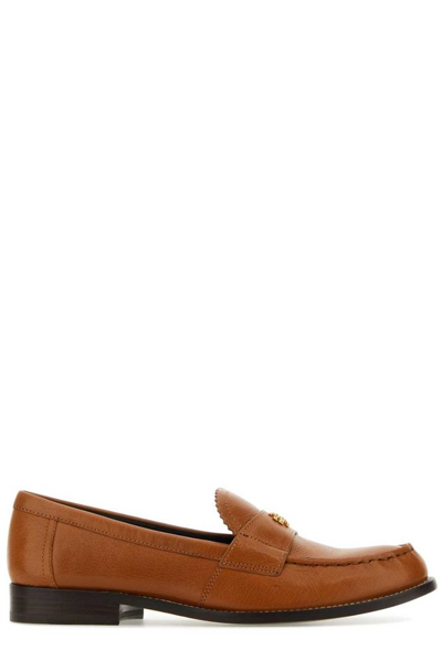 Tory Burch Classic Logo Plaque Loafers In Brown