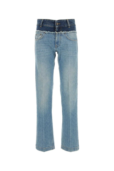 Stella Mccartney Panelled Light Wash Jeans In Mid Blue